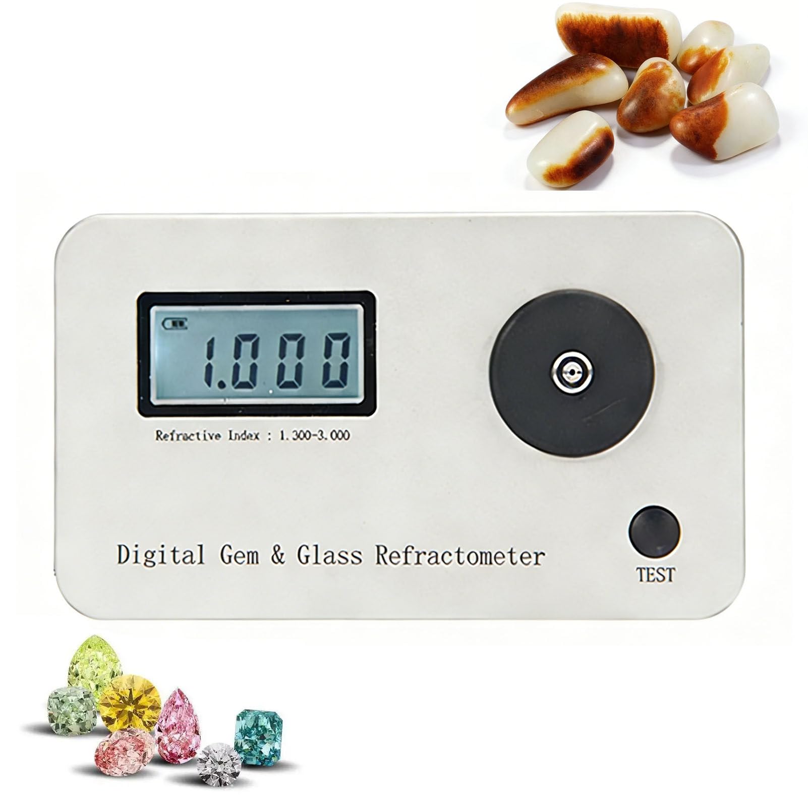 Refractómetro digital de piedras preciosas para identificación de joyas, índice de refracción 1.300-3.000, pantalla LCD, precisión 0.001, probador de cristal de jade