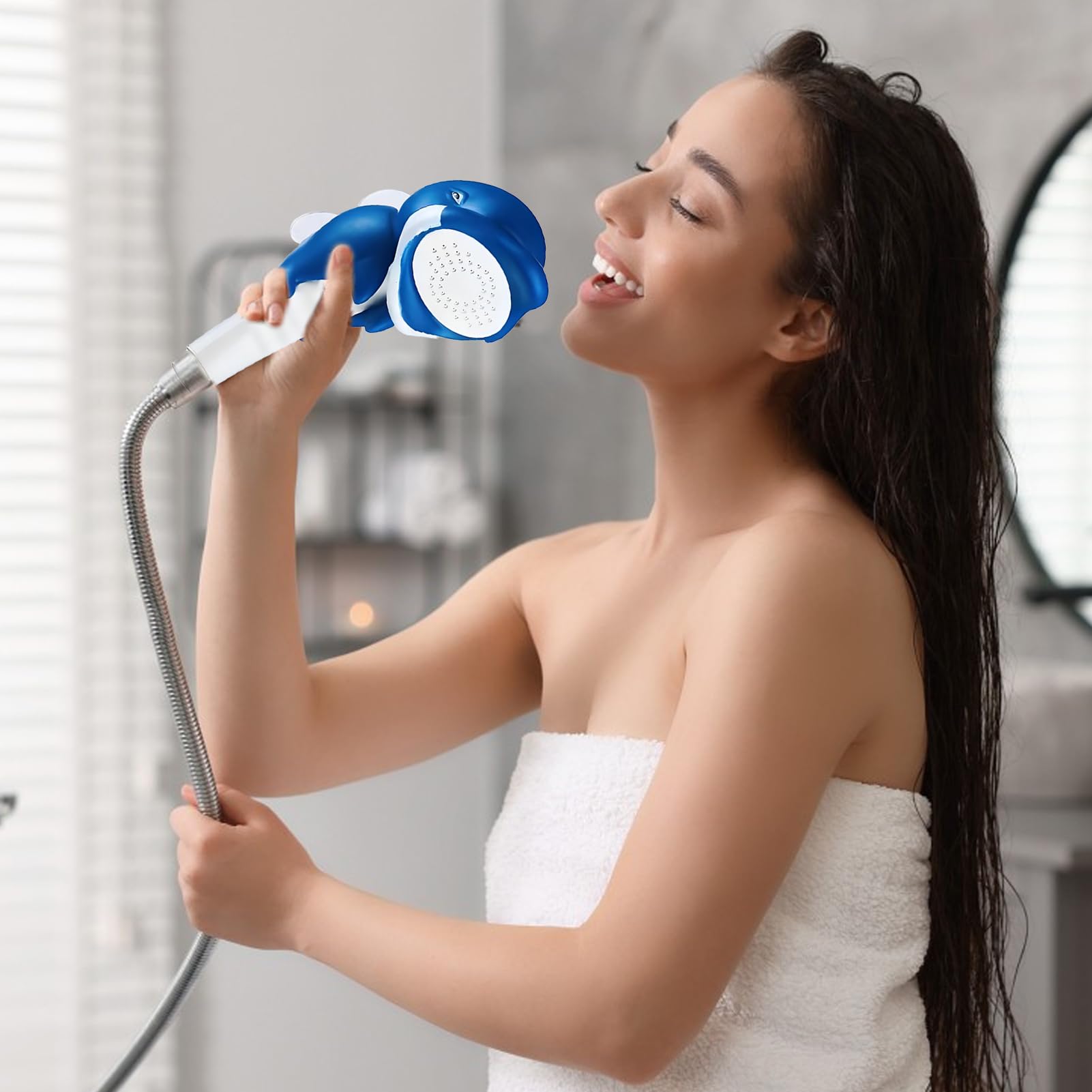 Soffione Doccia Per Bambini, Soffione Doccia A Di Delfino In Stile Cartone Animato, Soffione Doccia Portatile A Ventosa, Soffione Doccia Con Supporto, Tubo E Valvola Di Deviazione