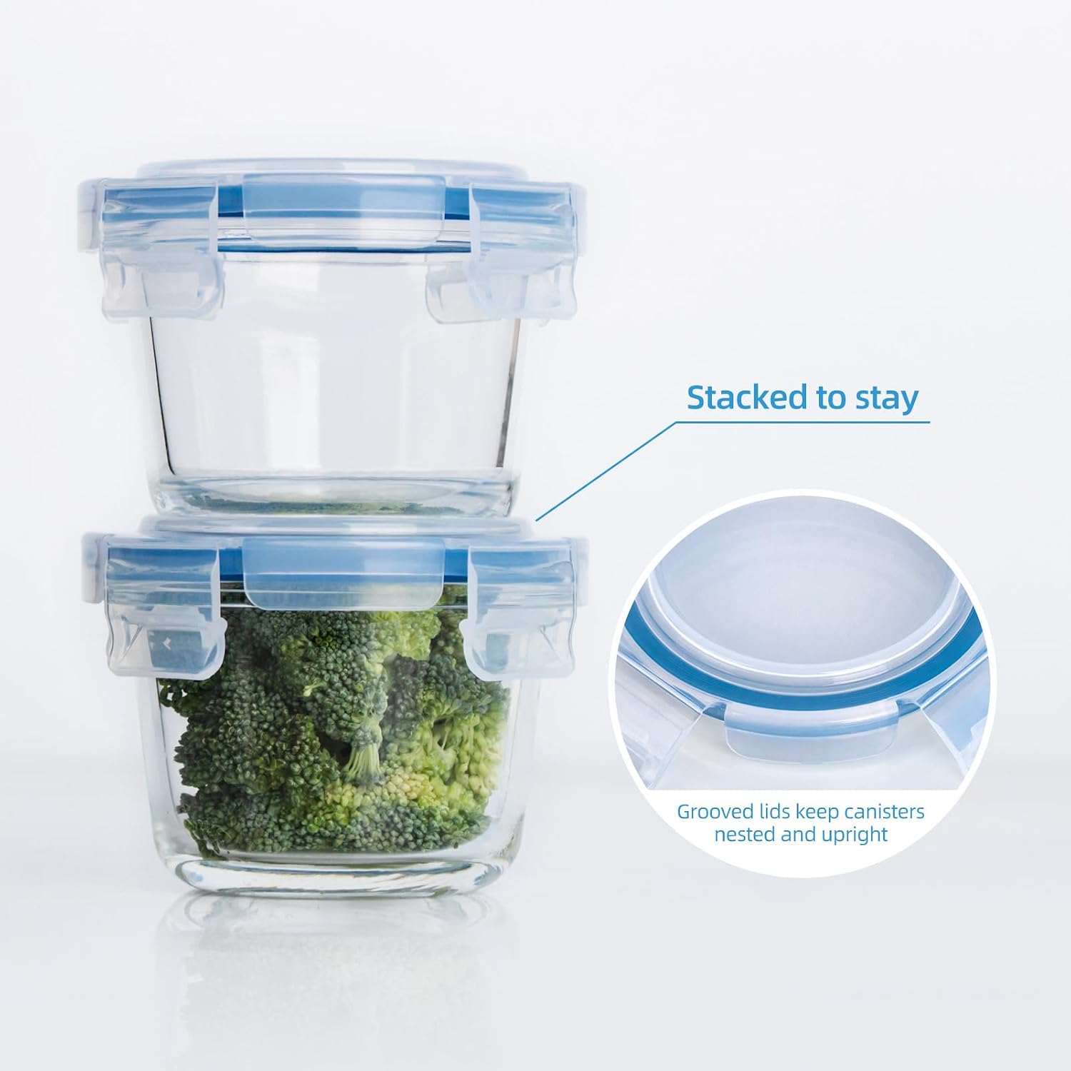 Mini Glass Storage Containers, 7 oz Food Containers, Set of 2 image 3