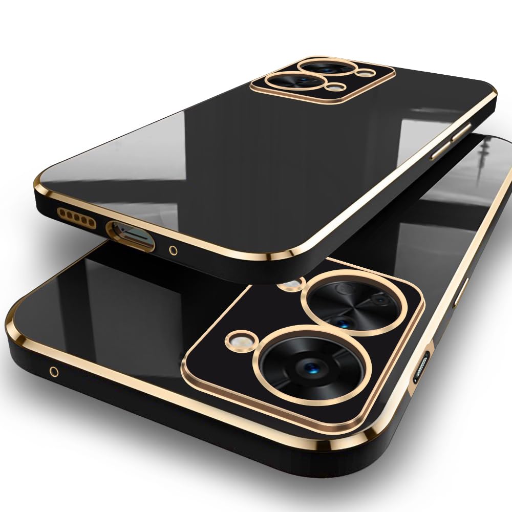 TheGiftKart Luxurious Golden-Plated Back Cover Case for OnePlus Nord 2T 5G | Raised Lips for Camera & Screen Protection | Shockproof Design | Stylish Back Cover Case for OnePlus Nord 2T (TPU, Black) (B0CSXHV88W) Amazon Price History, Amazon Price Tracker