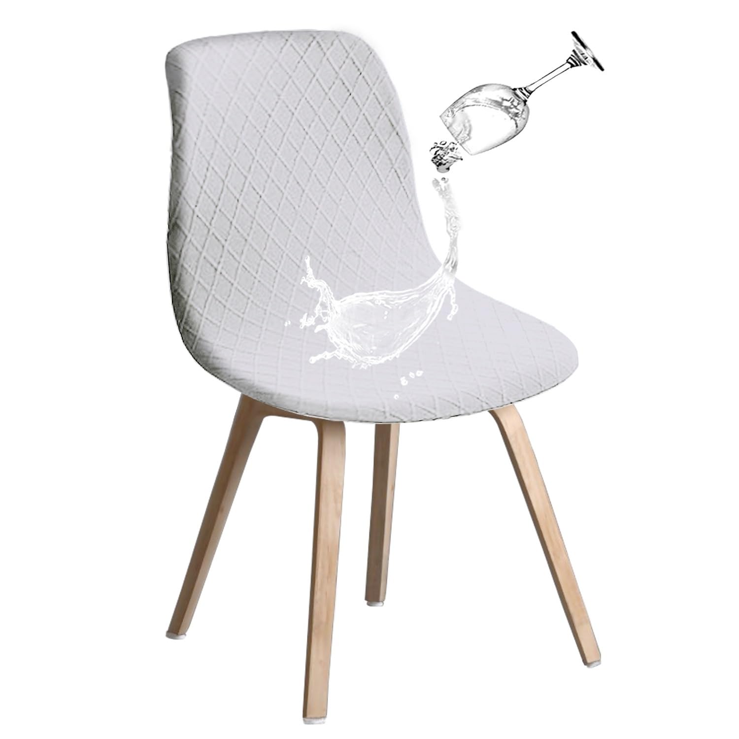 Zzdzw Blanc Waterproof Shell Chair Covers,Jacquard Dining Room Chair Slipcover Mid Century Modern Dining Chair Covers Stretchable Slipcovers For Kitchen, Office And Living Room(,Set Of 4)