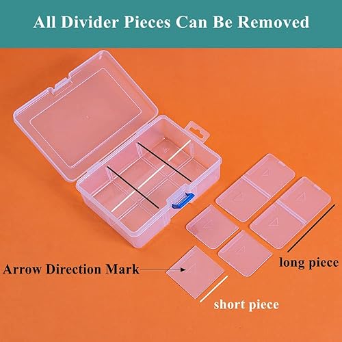 Vista 3 de BangQiao Paquete de 3 cajas divisorias extraíbles de plástico y estuche de almacenamiento para piezas pequeñas, hardware y manualidades, 6 rejillas