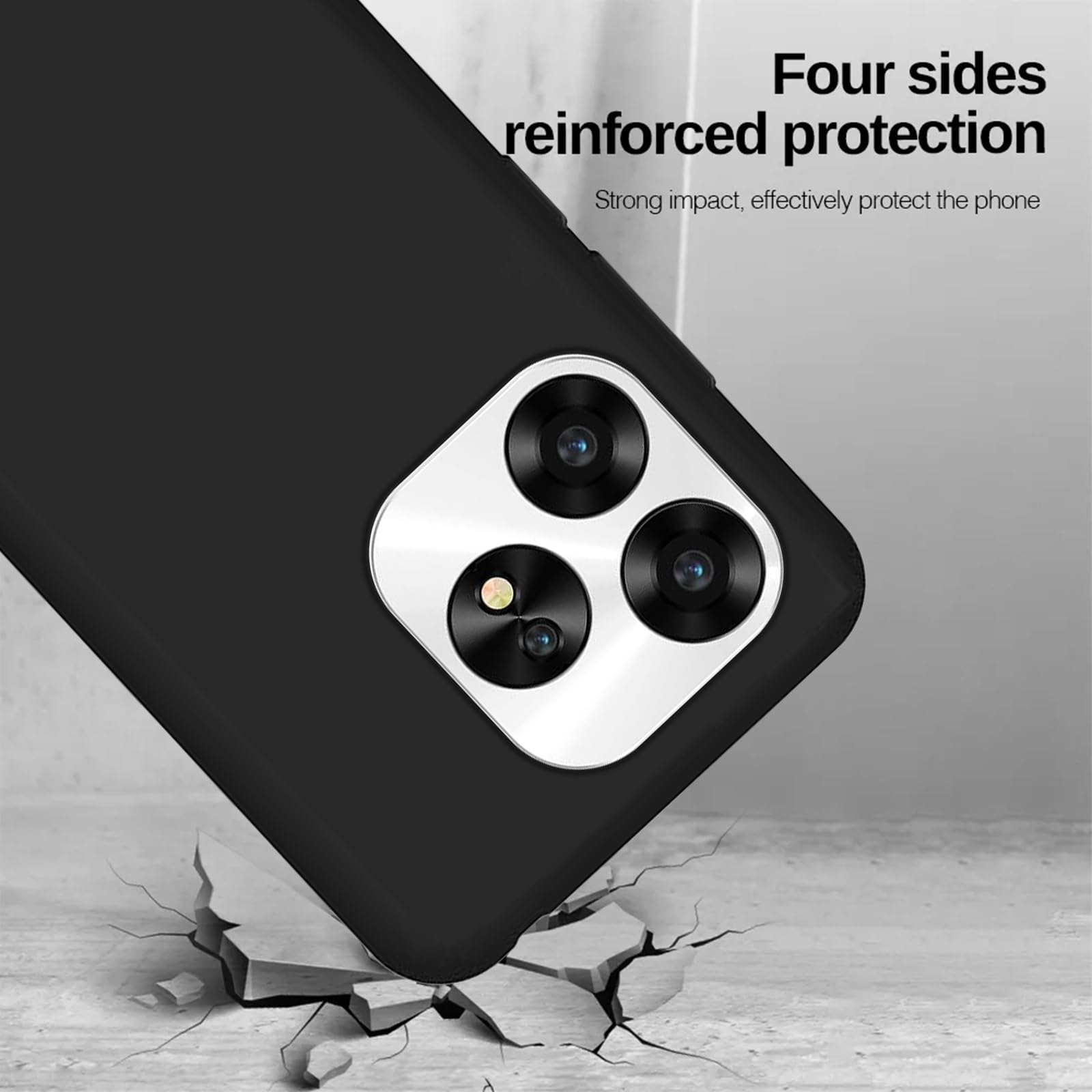 KUSINHOKA Case Compatible with UMIDIGI A15T/A15/A15C + 2 Pack Screen Protector Tempered Glass,Anti Scratch,Drop Protection,Non Slip Soft TPU Thin Full Body Protective Phone Cover,Black - Image 2
