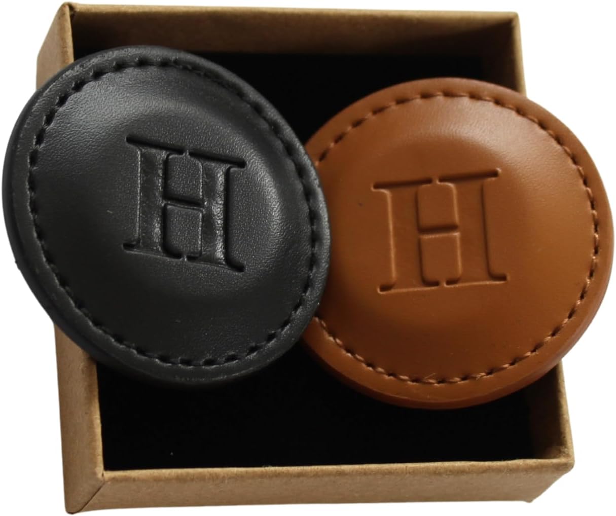 THOM Personalized Golf Marker A-Z, (Set of 2) for Golfers - Magnetic Ball Marker Handmade with 100% Vegan Leather - Fun Golf Stuff for Men - Customized Golf Gifts image 2