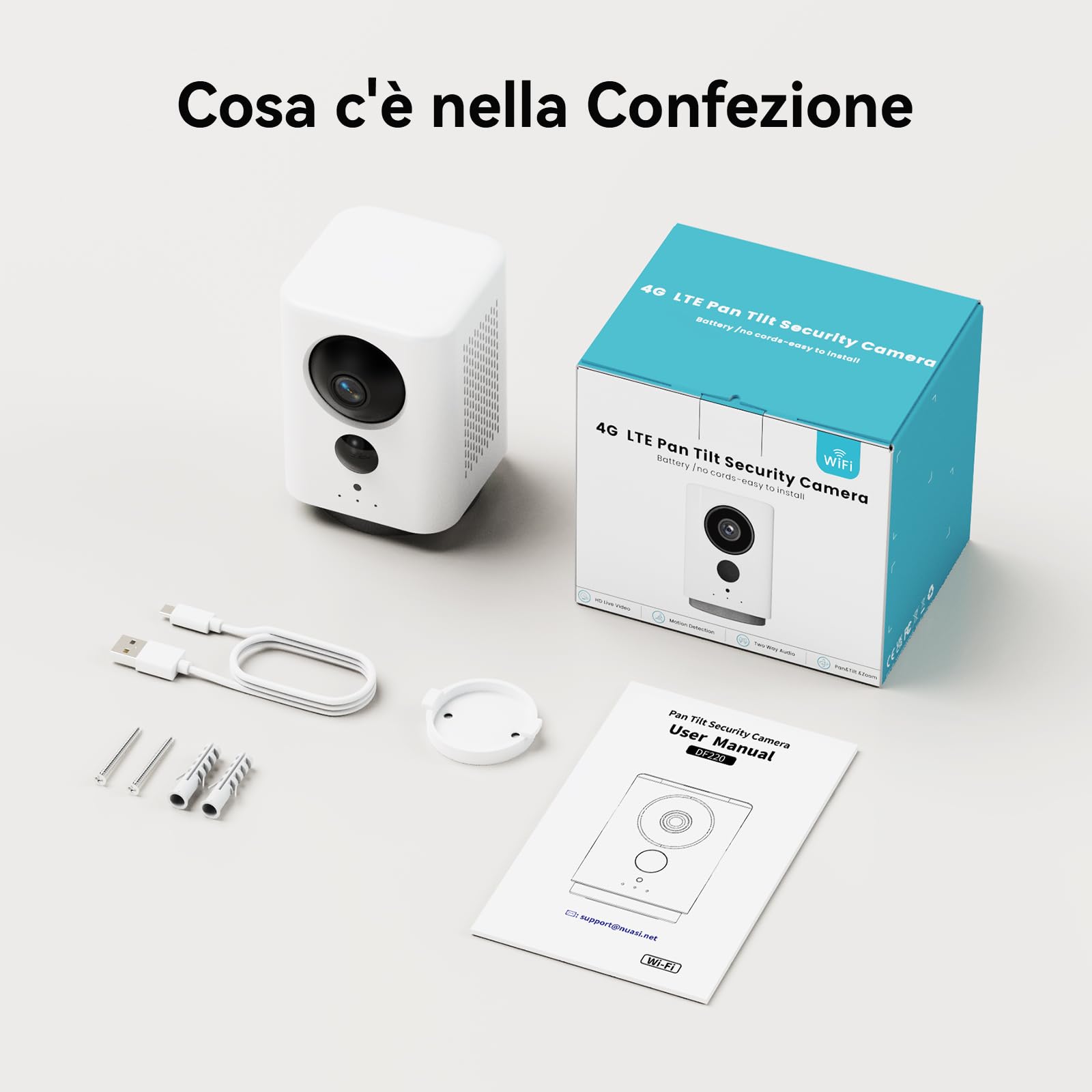 Tical 2K Telecamera Wi-Fi Interno senza Fili con Batteria 7800mAh, 360° PTZ Telecamera Interno senza Fili, Ricaricabile Videocamera Sorveglianza