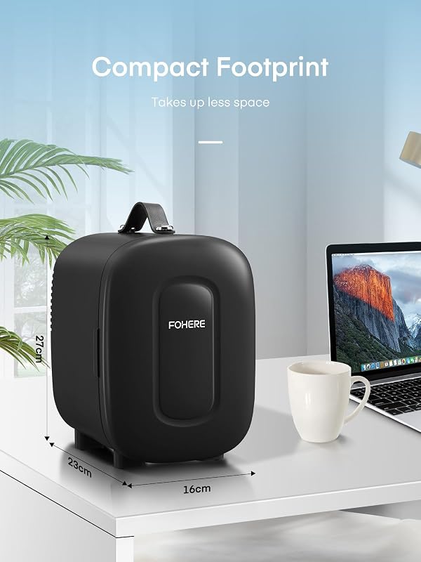 FOHERE Mini Hűtő 5L - Hordozható Hűtőszekrény 6 Dobozos Kapacitással, 12V/220V/USB Tápellátás, Csendes Működés Kozmetikumokhoz, Italokhoz, O