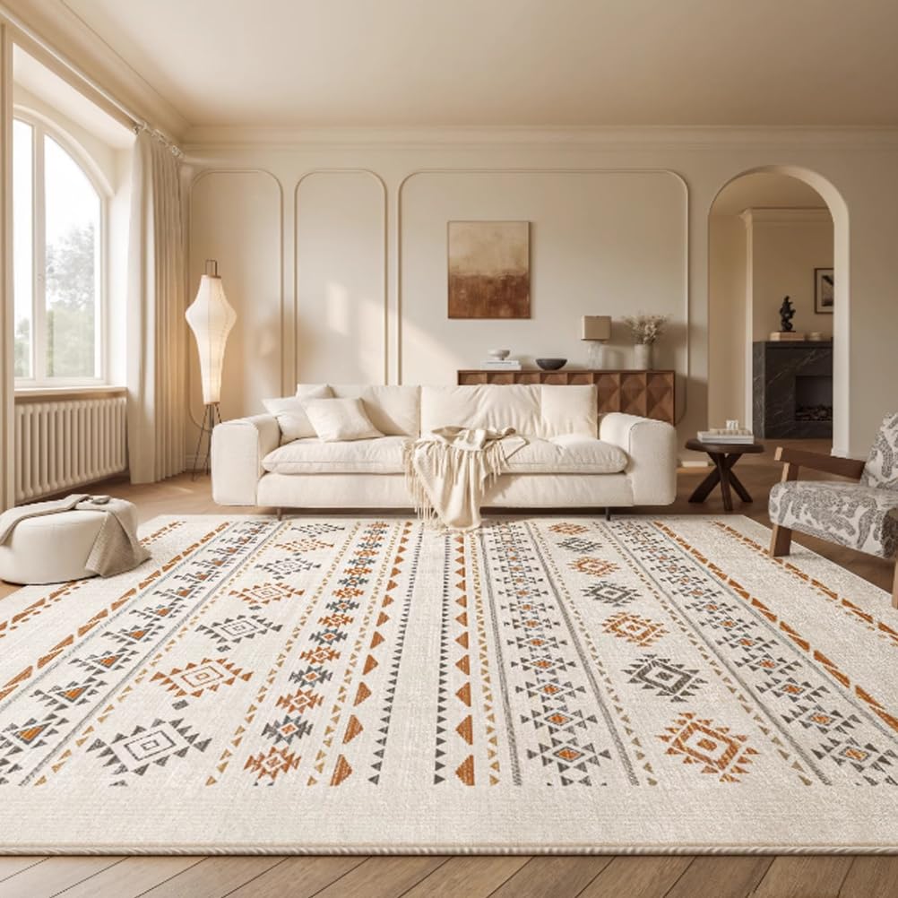 Tapis à poils courts kaki 200x340 cm pour salon et chambre
