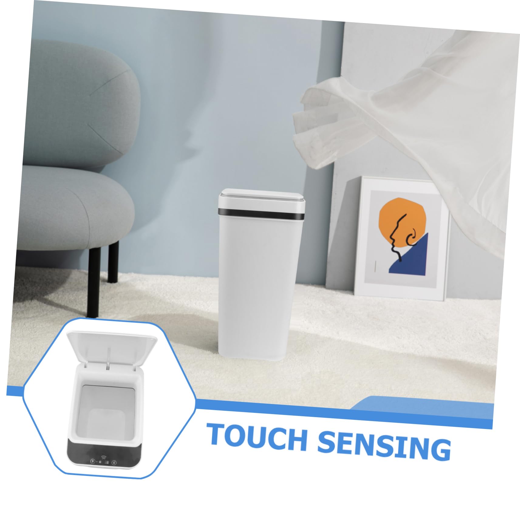 1pieza Papelera Inteligente Sensor De Movimiento Bote De Basura Automático Estilo Moderno Diseño Compacto Para Cocina y Dormitorio Cierre Silencioso Para Hogar y Oficina