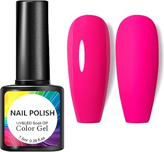 Neon Gel Nail Polish - Pink Gel Nail Polish - Bright Pink Long Lasting Chip Resistant Soak Off UV LED Nail Lamp Gel Polish Nail Art DIY Home