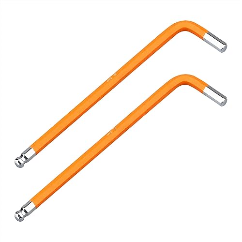 2 llaves Allen de extremo de bola de 0.197 in, llave hexagonal interna, herramienta de reparación de acero S2 de brazo largo en forma de L, naranja