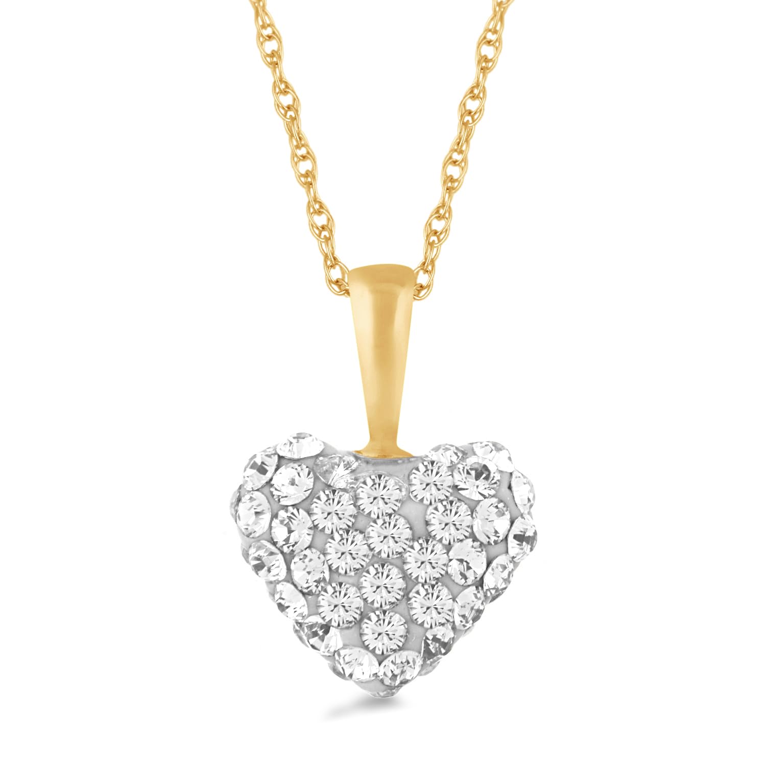 Jewelili CZ Puffed Heart Necklace
