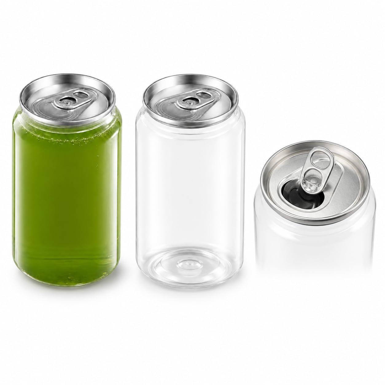 11.2 oz PET Plastic Can Cups with Easy Open Lids, 100 Pack, Clear Disposable Beverage Cups, Compatible with 55mm Cup Diameter Can Sealing Machines for Juice, Soda, Iced Coffee and Bubble Tea