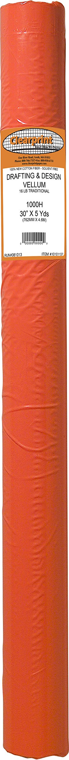 Clearprint 30" x 5 Yards 1000H Design Vellum Roll, 16 lb., 100% Cotton, 1 Each