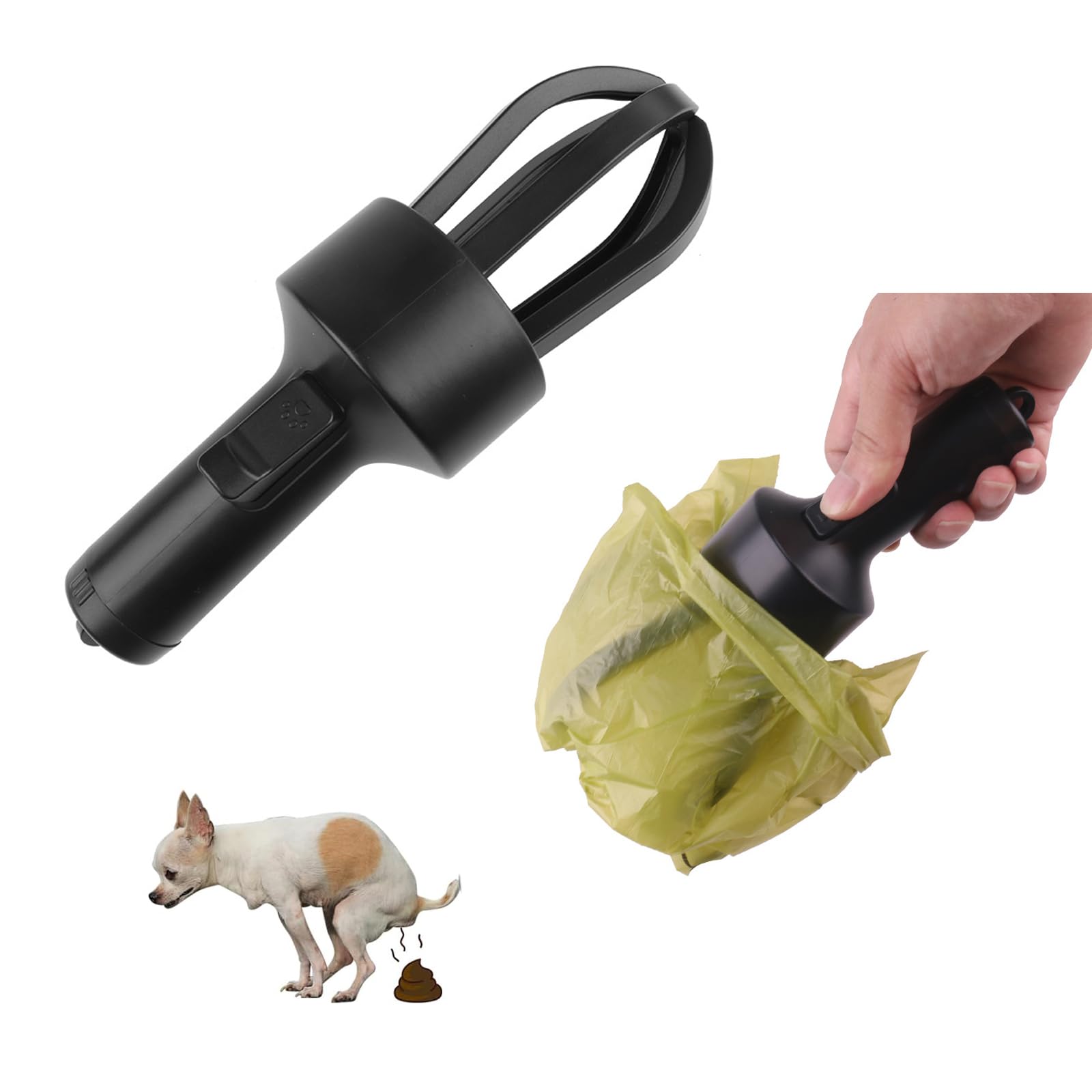 Portable Dog Poop Scooper Set with Holder & Claw Clip, Pooper Bag Dispenser Claw Poop Scooper for Dogs, Lightweight Dog Walker Waste Picker for Small Medium Large Dogs(Without Bag)