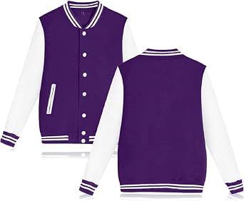 babyhealthy Womens Mens Varsity Baseball Jacket Casual Letterman Bomber Jacket Windbreaker Lightweight Jacket Coat