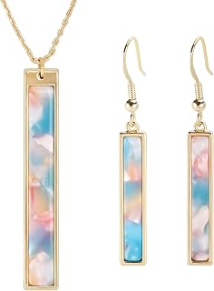 Gender Reveal Necklace and Earrings Set – Hypoallergenic Blue Pink Jewelry for Baby Showers, Pregnancy Announcement, and Gifts for Expecting Moms
