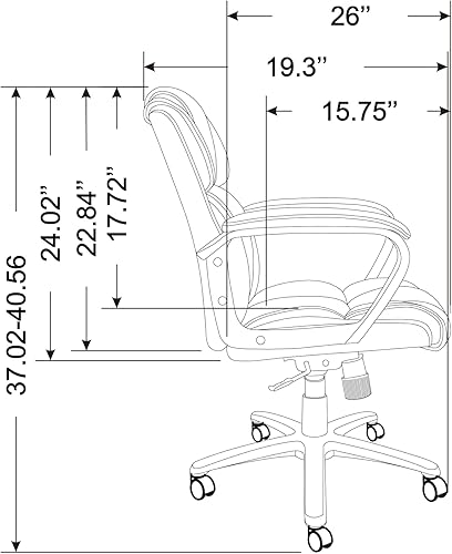 Miniatura 6 de Brenton Studio® Mayhart - Silla de vinilo con respaldo medio, color negro