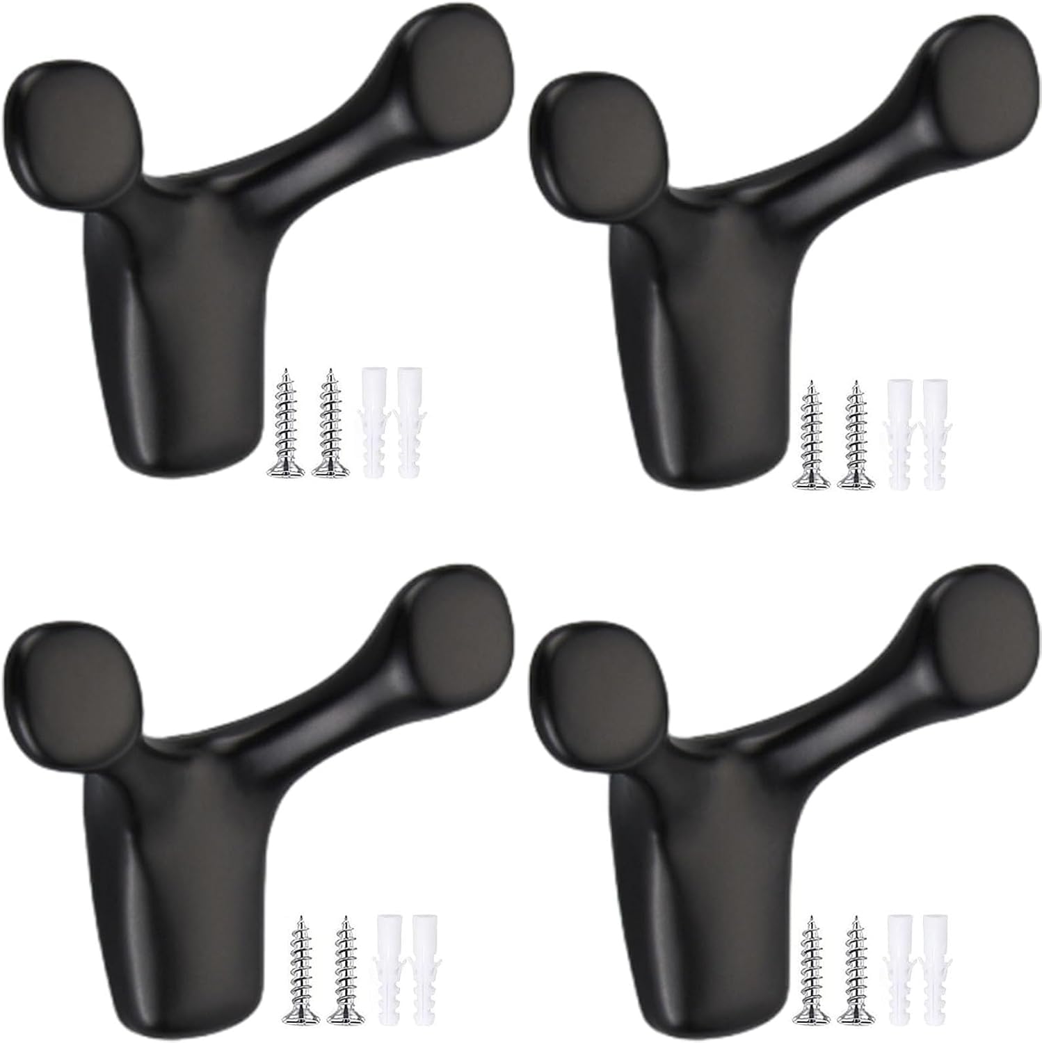 Paqwtyb Black 4 Pack Hooks, Metal Coat Hook Aluminum Hanger (4 Pack)