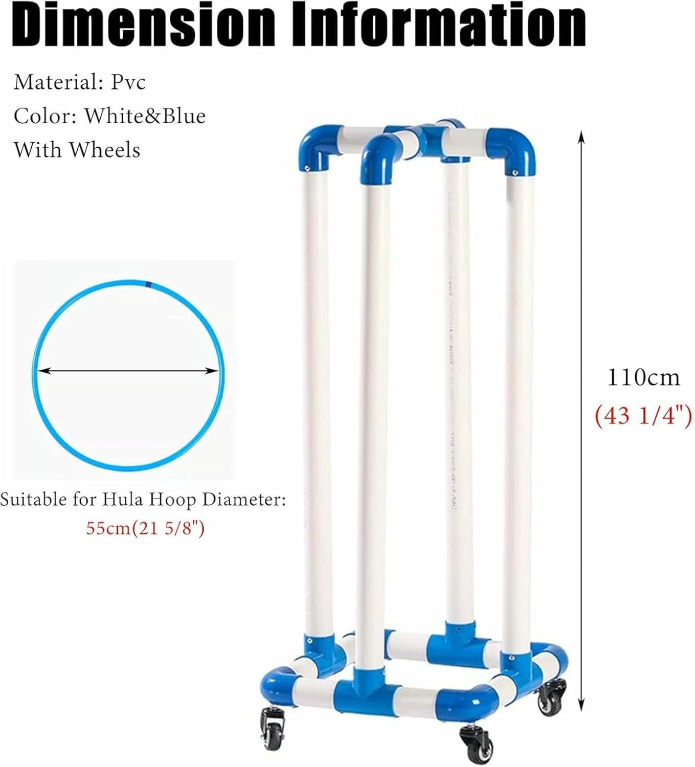 Home Children's Hula Hoop Storage Shelf for Obstacle Course, Removable Fitness Hoop Cart, Portable Sports Hula Hoops Holder for Elementary School