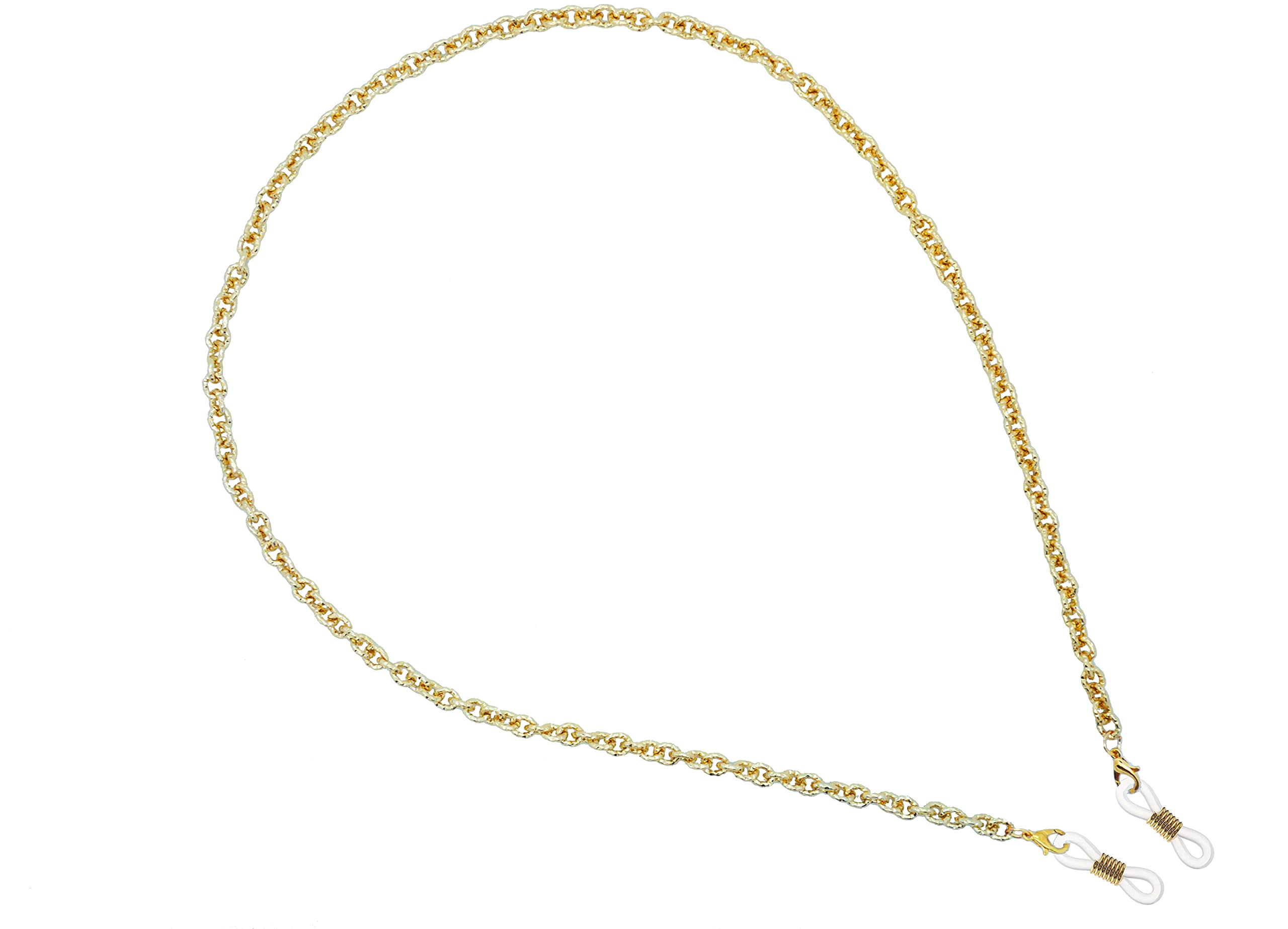 GoOpticians Metal Spectacle Chain With Lobster Claw Replaceable Silicone Hoop/Tensioners + 2 Spare Hoops (Chunky Gold x1)