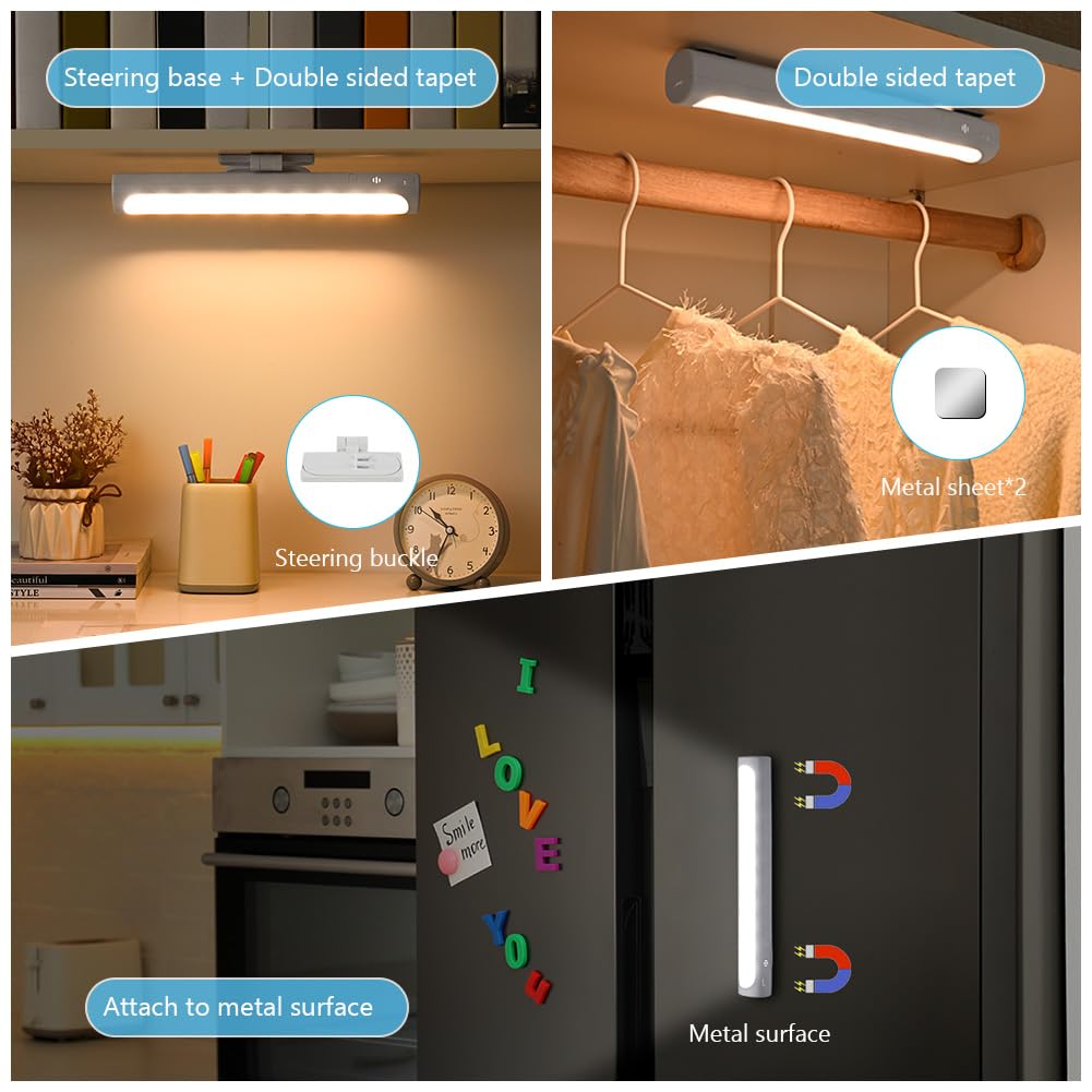 HOTUT Sans Fil Miroir Coiffeuse Led Pour Miroir, Rechargeable Lumières de Maquillage, Autocollant Lumière Coiffeuse Pivotant, avec Contrôle Tactile, pour Maquillage, Salle de Bain