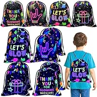 12 Stück Neon-Geschenktüten Mit Kordelzug Leuchtende Rucksäcke Goodie Bags Neon Partyzubehör Geschenktaschen für Geburtstagsfeiern Glow Partydekorationen Leuchtendes Partyzubehör für Die Dunkelheit