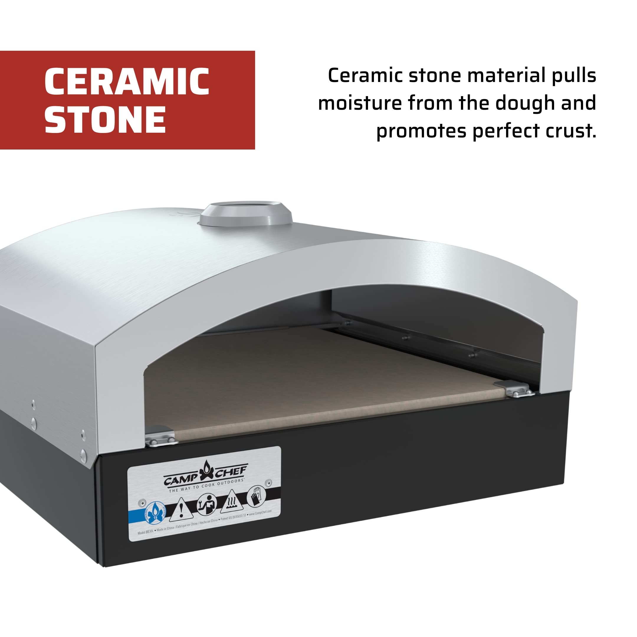 Amazon.com: Camp Chef Artisan Outdoor Pizza Oven, 14 Single Burner  Accessory, Ceramic Pizza Stone, 14 in. x 16 in. x 8 in : Patio, Lawn u0026  Garden