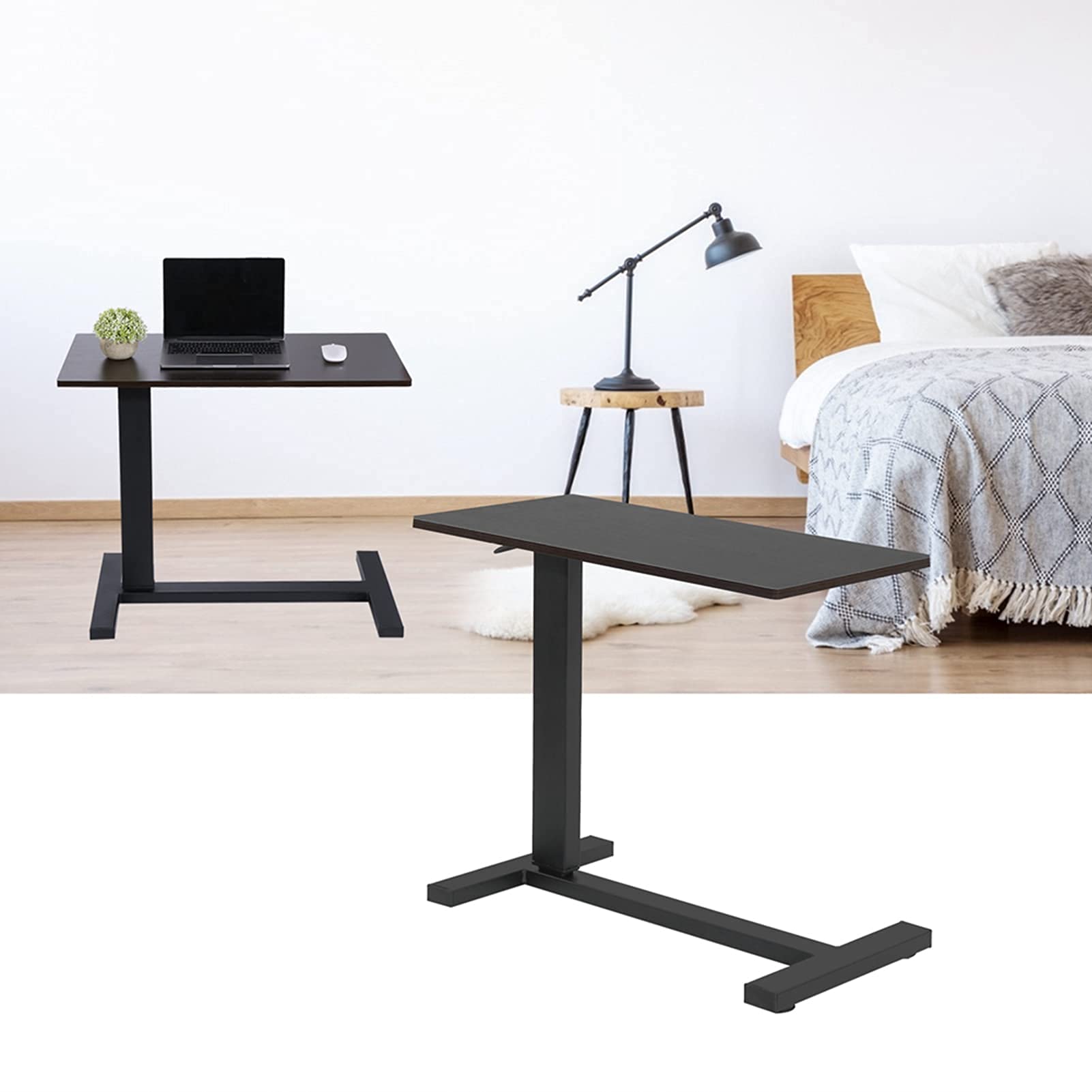 Ejoyous Mesa Auxiliar con Ruedas Ocultos, Mesa para Sofá con Altura Ajustable Base en Forma de C Escritorio para Computadora Portátil Mesa Elevadora para Escribir Dibujar Leer