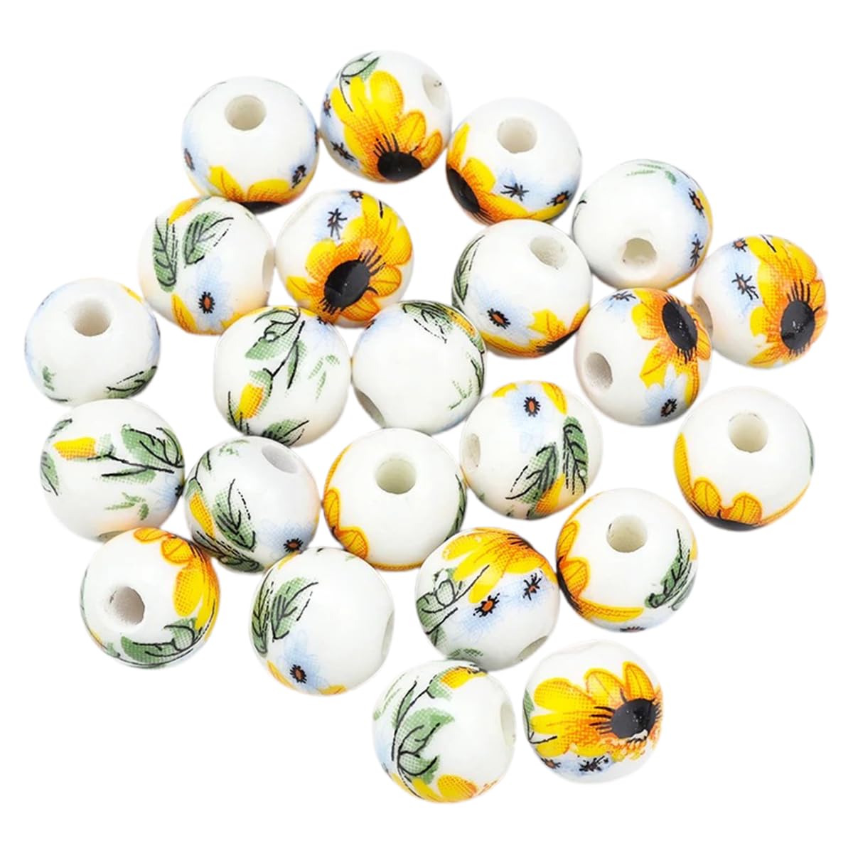 Perles en céramique Jingdezhen en fleur de tournesol pour façonner des bijoux faits main
