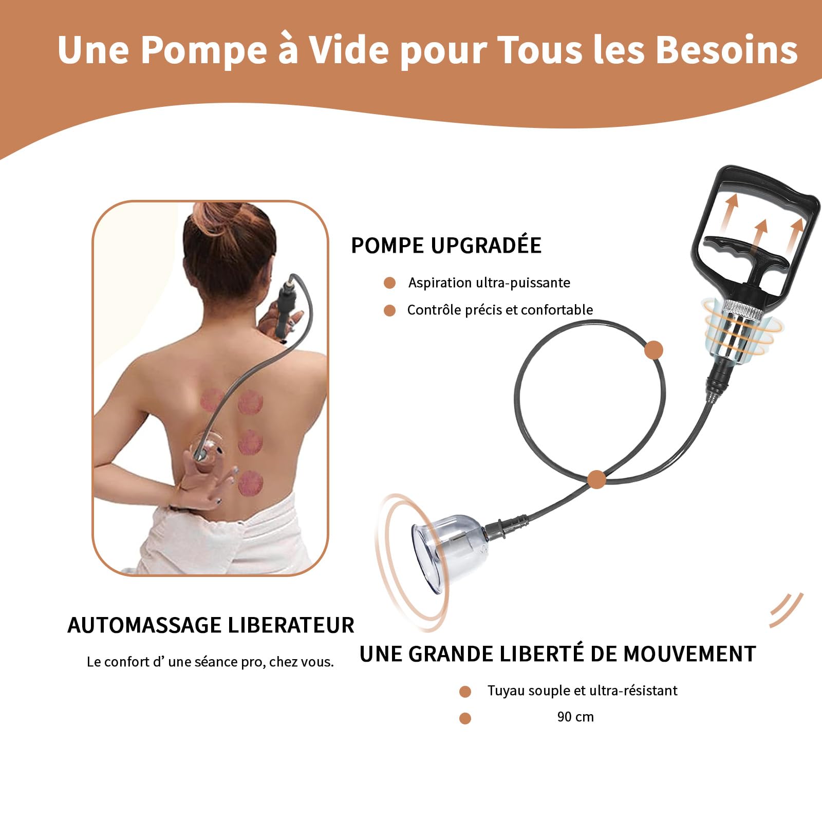 Kit de 18 Ventouses Thérapeutiques, ventouse massage anti-cellulite et relaxation musculaire，ventouse hijama comprenant aiguilles d'acupression amovibles, pompe à vide, tuyau d'extension