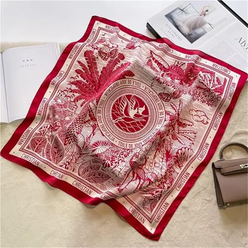 Versatile Simulation Silk Scarf Square Scarf Retro Square Silk Scarf Women for Women(Black)3