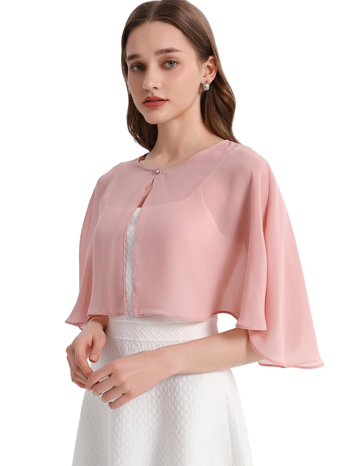 Shawl and Wraps for Evening Dress Chiffon Shawls Wedding Shrug Guest Bridesmaid Cape Scarves for Womens, Blush, One Size