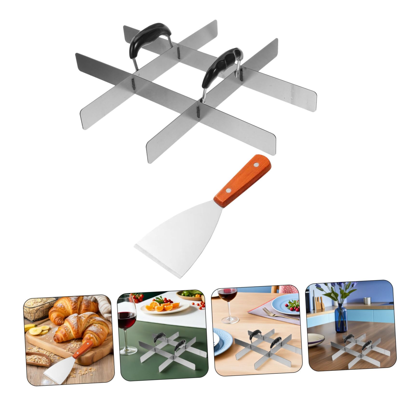 Mobestech Coupe-gâteau Acier Inoxydable Avec Guide De Portions Égales Marqueur Pour Gâteaux Tartes Et Pâtisseries Outil De Cuisine Pratique
