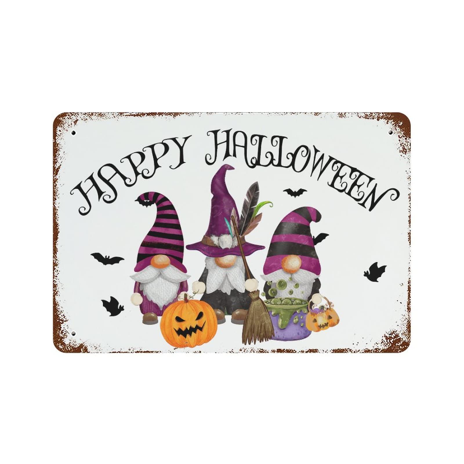 Cadeau Welcome Home Gifts panneau Halloween en métal vintage avec citrouilles