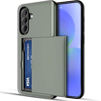 Jiunai for Samsung Galaxy A36 5G Case, Wallet Card Holder for 2 Cards License IDs CC, Hidden Slide Pocket Protective Phone Cover for Samsung Galaxy A36 6.7 inch 2025 Men Women Green