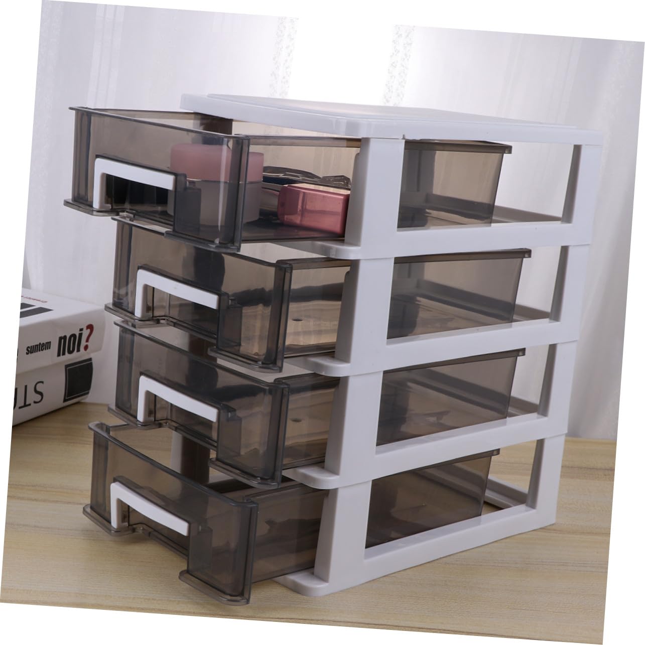 Healeved Organizador de Cajas de Plástico Transparente de 4 Capas Cajones