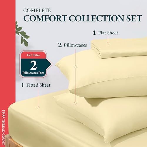 Miniatura 3 de Ashton Sheets Juego de sábanas King de algodón egipcio, 1500 hilos, 4 piezas, sábanas de algodón egipcio, sábanas de lujo tamaño King, sábanas