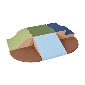 ECR4Kids SoftZone Little Me Wall Climb and Slide, Beginner Playset, Earthtone, 6-Piece