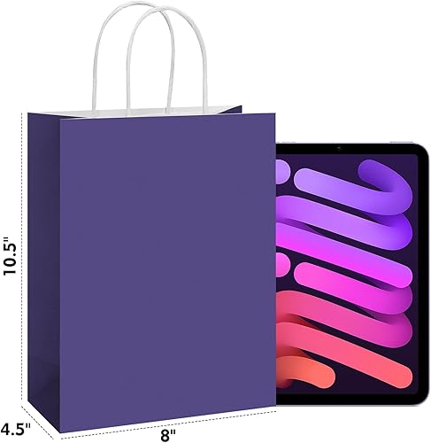 Miniatura 27 de REMTAP Bolsas de papel de regalo de 8 x 4.5 x 10.5 pulgadas, 50 bolsas de papel kraft con asas, bolsa de regalo a granel para bodas, fiestas