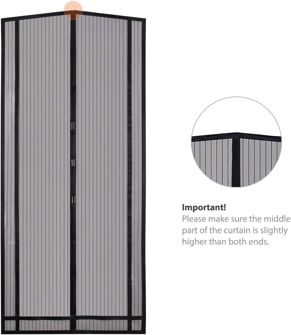 Sekey Tailorable Magnetic Screen Door with Heavy Duty Polyester Mesh Curtain, Fits Door Size Up To 90" X 61" MAX, Black