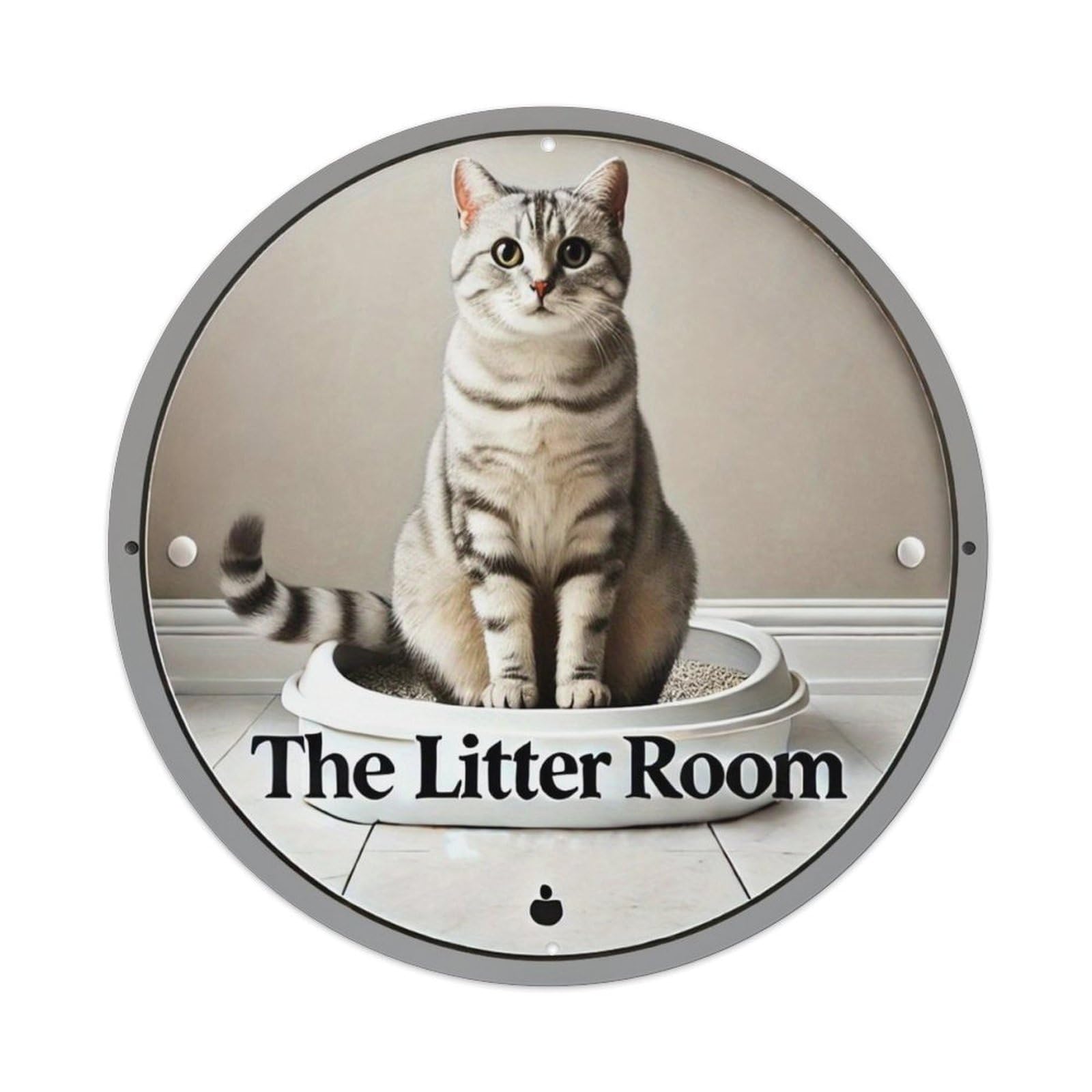 Cat Sitting In Litter Box Tin Sign Metal Poster Vintage Metal Signs for Home Man Cave Bar Cafe Kitchen laundry room Wall Decorations 8x8 inches