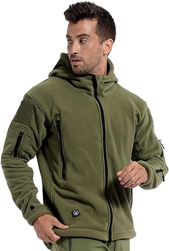 Miniatura 3 de ReFire Gear - Chamarra de vellón con capucha para hombre - Cálida chaqueta militar, táctica y deportiva
