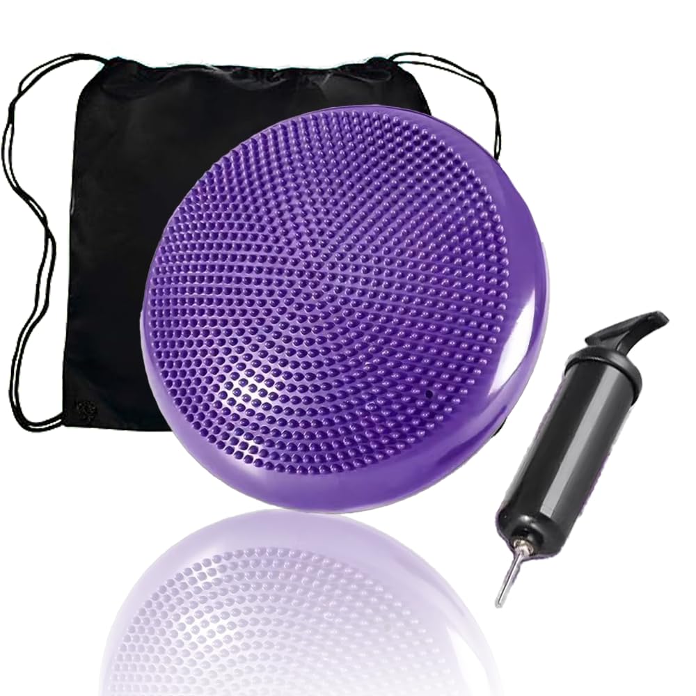 Balance Disc, Soft Yoga Balance Cushion, Wobble Cushion, Inflatable, Balance Wobble Cushion for Adults and Kids, Inflatable Posture & Fitness, Sensory Toys Pump Included Wobble Board