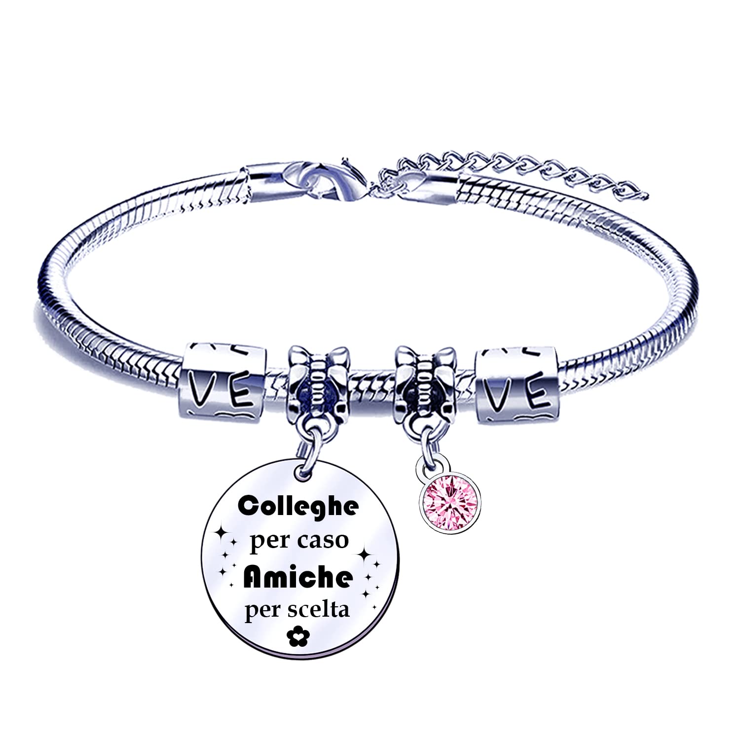 Anson&Hailey Bracciale Amicizia Donna In Acciaio Inossidabile 316L Con Ciondolo Ispirazionale - Regolabile Per Compleanno E Feste - Inciso 'Vicine O Lontane' - 3