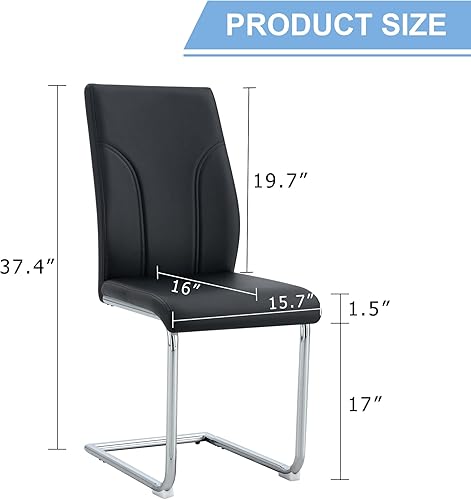 Miniatura 7 de Modern Dining Chairs Set of 4,High Back Kitchen Dinner Chairs with PU Leather Seat Support by Chrome Plate Legs for Dining Room Kitchen Living Room