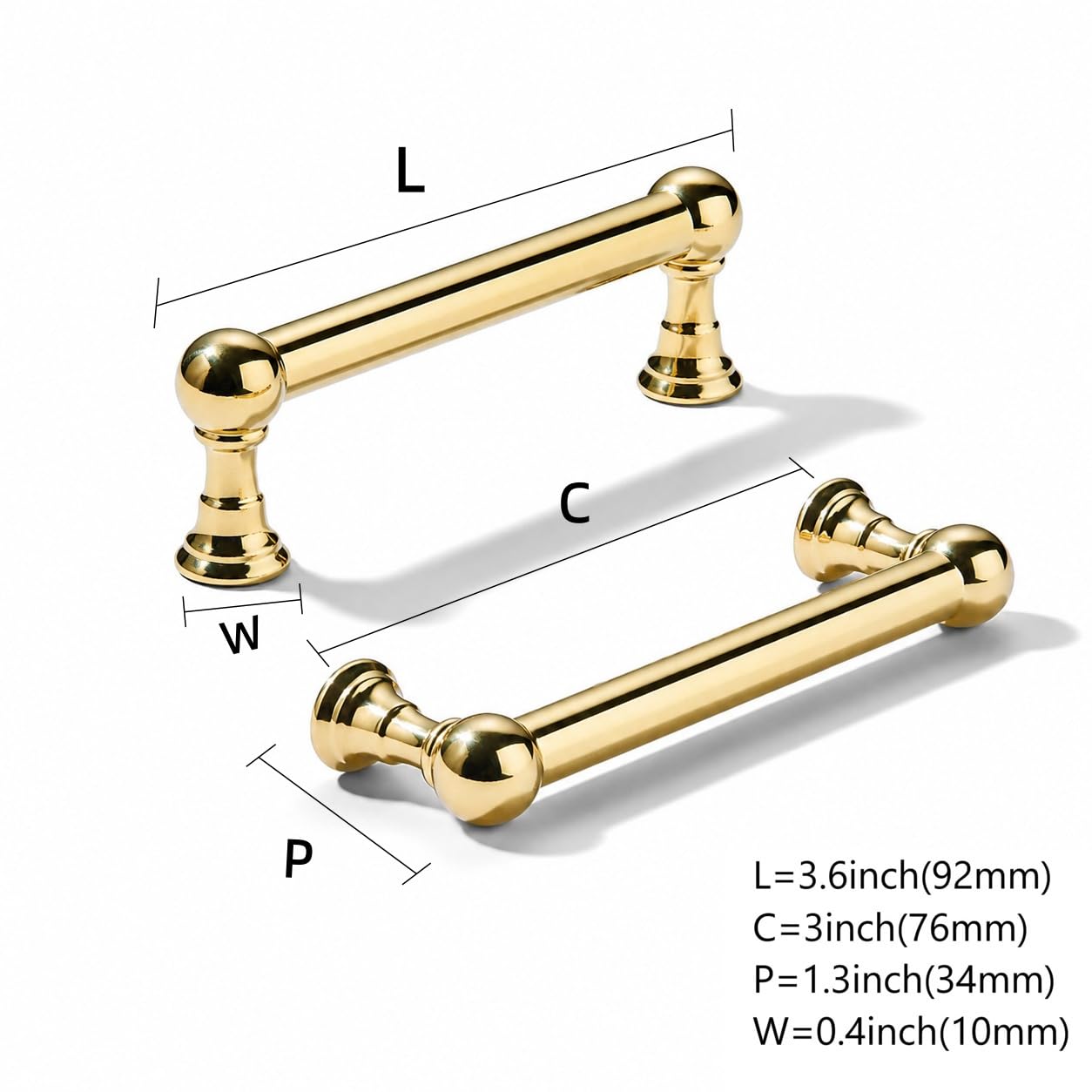 KHTUMEWARE-80309 Unlacquered Brass Cabinet Pulls CTC 3 in (76 mm) in Unlacquered Brass — KHTUMEWARE