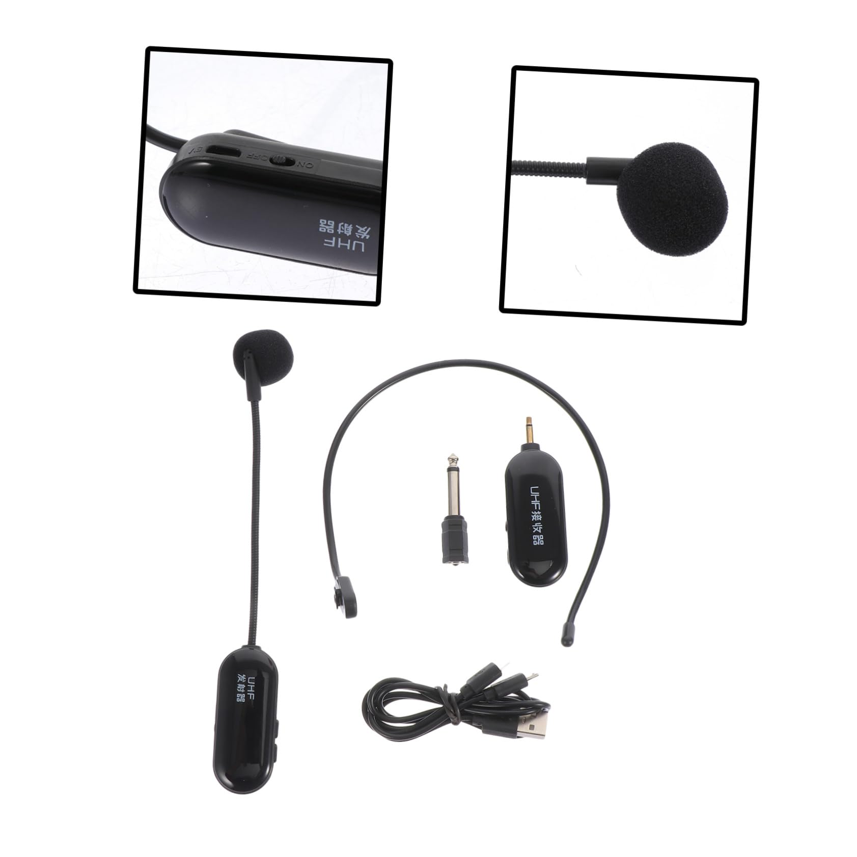 Mikikit Micrófono Inalámbrico Pequeño UHF Negro Ligero Conexión sin Cables para Enseñanza y Artes Escénicas, Batería 500mah-800mah, Alcance 50 Metros