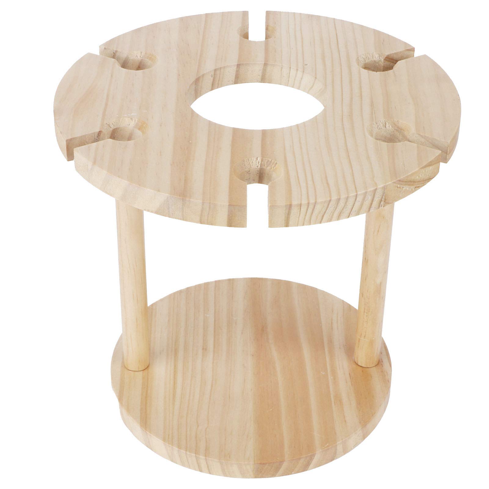 Wine Glass Holder, Wooden Freestanding Tabletop Stemware Storage Rack for Display 6 Glass and 1 Wine Bottle