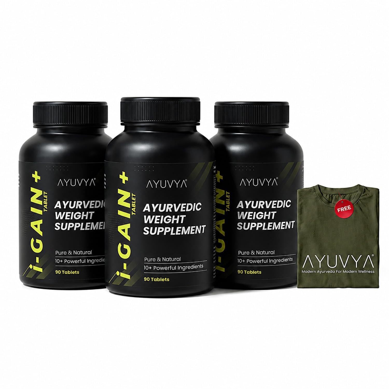 Ayuvya i-Gain+ Weight Gainer| Helps in Increasing Muscle Mass & Strength | Ayurvedic Weight gain Tablets | New & Improved Formula | 100% Ayurvedic | 90 Tablets | Pack of 3-image-5