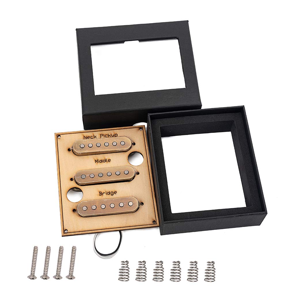 Alnicov - Pickup per chitarra, set di pickup a bobina singola, configurazione single coil SSS, accessori per chitarra in stile strato, colore bronzo